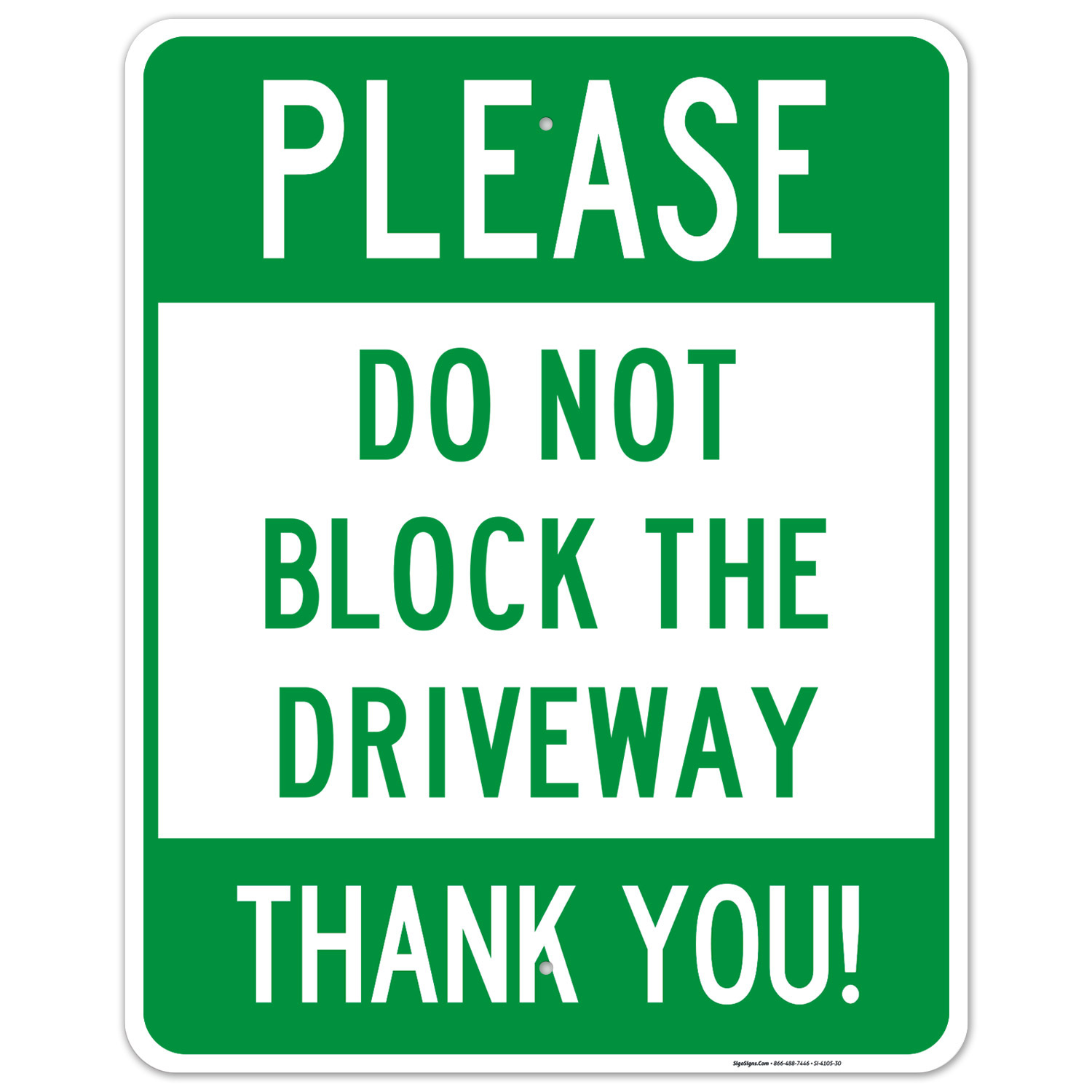 Please Do Not Block Driveway Sign, 24x30 Aluminum - Walmart.com