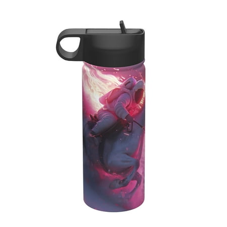 

Ocsxa Astronaut Riding Fiery Horse Print 18 oz Insulated Water Bottle With Straw Stainless Steel Sports Water Cup Flask Wide Mouth Travel Thermal Mug for Home Office or Car