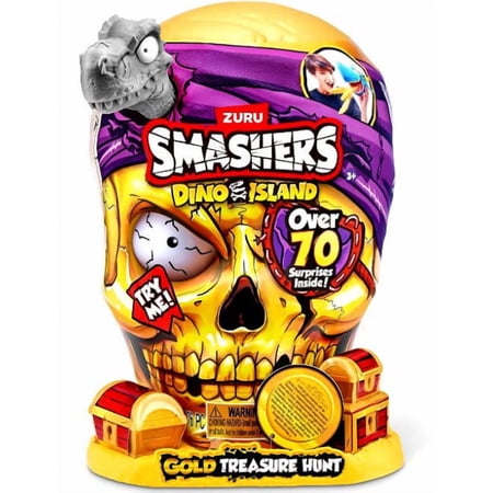 Smashers Series 5 Dino Island Giant Skull GOLD Treasure Hunt Mystery Pack (Green Dino & Grey Shark Over 70 Surprises!)