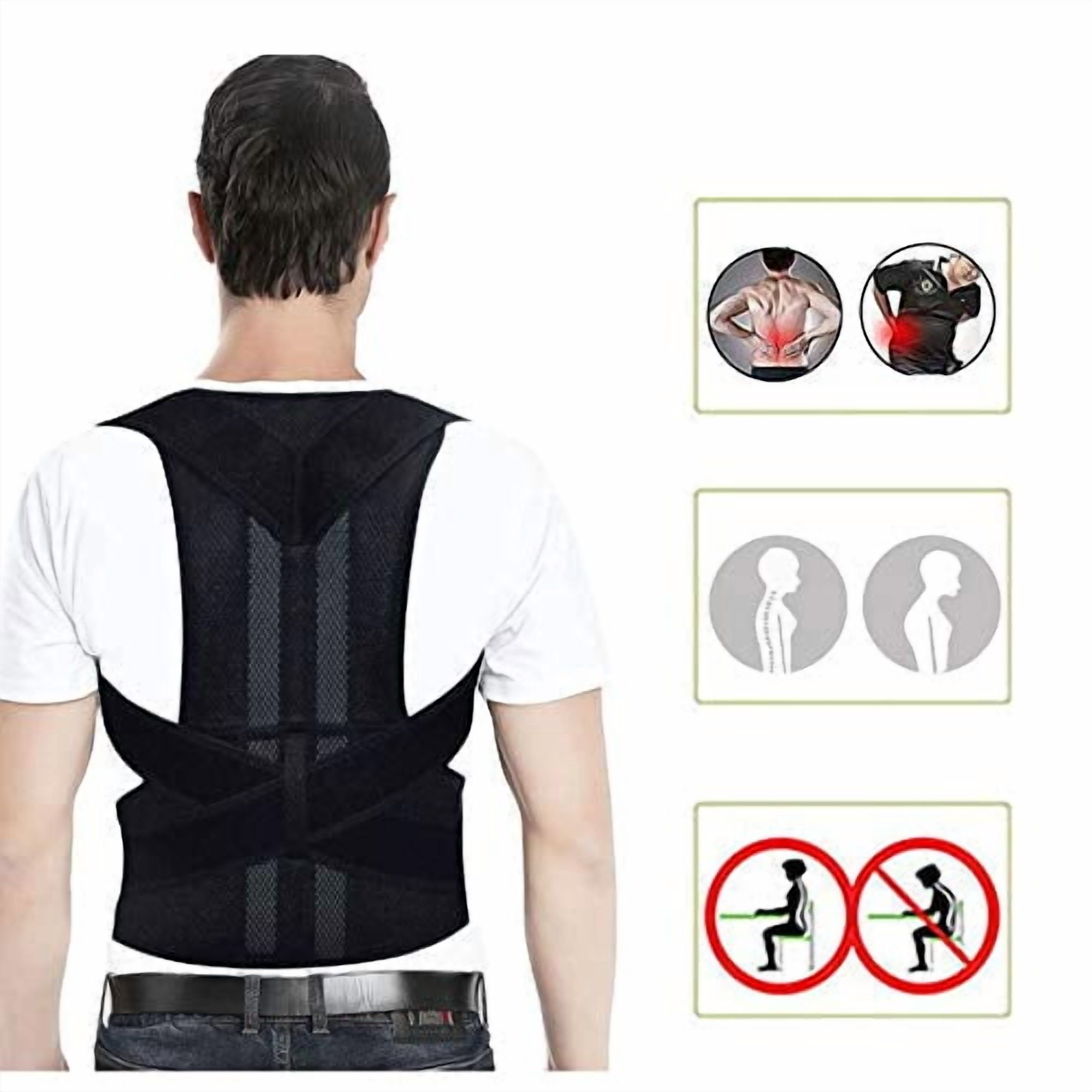 TYPPKMM Adjustable Back Brace, Posture Corrector with Lumbar Support, Fully Adjustable Straps, Large Size