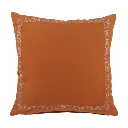 Ox Bay Tatum 20" x 20" Orange Embroidered Bordered Cotton Adult Decorative Throw Pillow
