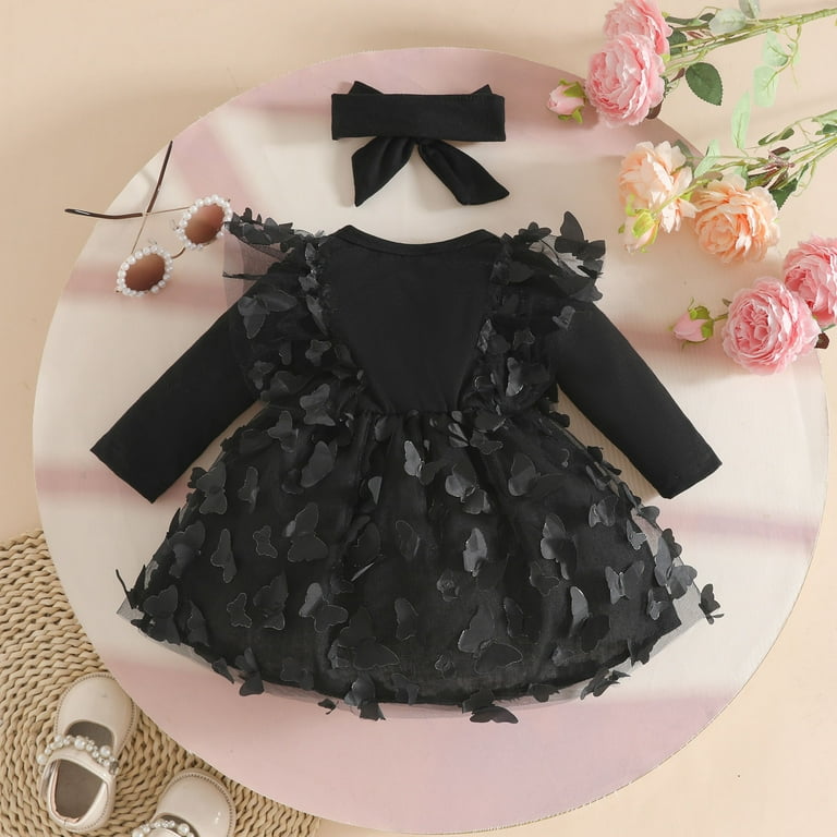 Infant Dress Girls Black Long Sleeve Girls Fall Winter Dresses Pageant  Dresses for Girls Princess Dress Up for Girls 3-6M - Walmart.com