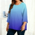 thumbnail image 6 of Tops for Women Long Sleeved Gradient Round Neck Home Casual T-Shirt Sky Blue XXXL, 6 of 6