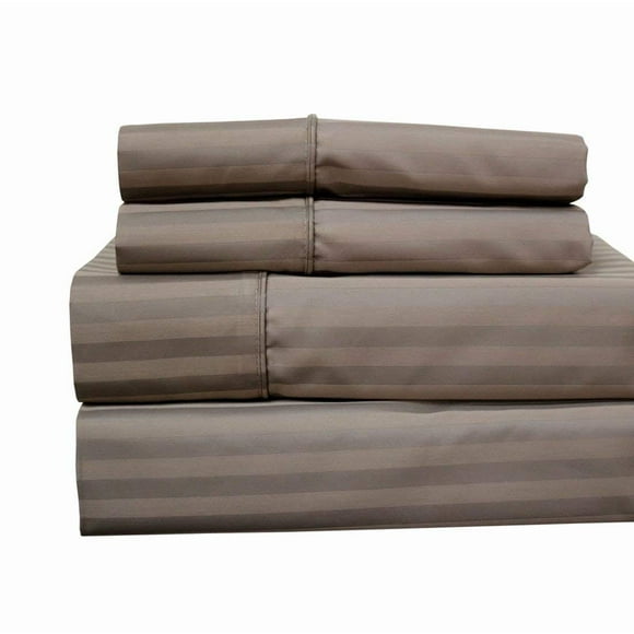 Royal Hotel 650-Thread-Count Taies d'Oreiller - Taupe Sans Rides - Mélange de Coton, Taies d'Oreiller Satin, Hypoallergénique, 2 Pièces - Très Grand - Taupe, Rayé