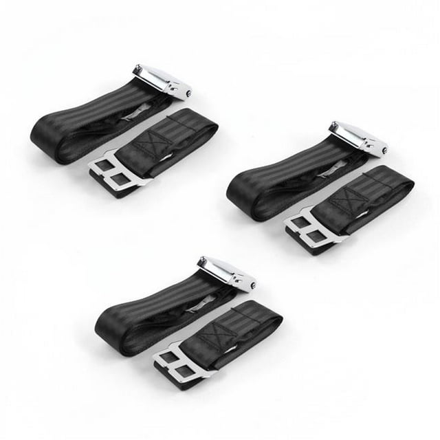 Chevy Cavalier 1982-1994 Airplane 2 Point Black Lap Bench Seat Belt Kit - 3 Belts