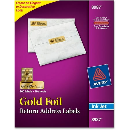 avery foil mailing labels 3 4 x 2 1 4 gold 300 pack walmart com