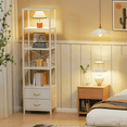 thumbnail image 6 of Satifur 5-Tier 65" H Bookshelf and Bookcase with 2 Removable Drawers, Narrow Display Shelf for Living Room, White, 6 of 8