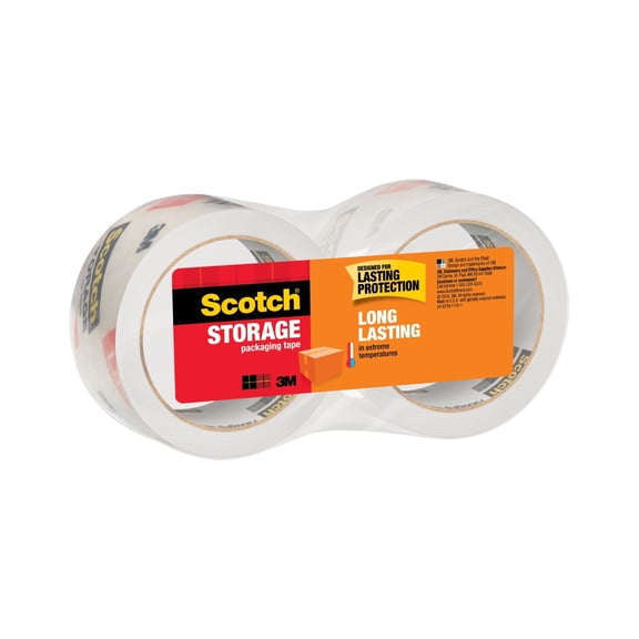 Scotch Long Lasting Storage Packaging Tape, Clear, 1.88 in x 54.6 yds, 2 Rolls