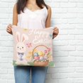 thumbnail image 2 of Happy Easter Pillow Covers 18x18 Inch Decorative Throw Pillow Cover, Cute Bunny Colorful Eggs Spring Flowers Green Sofa Pillowcases Accent Cushion Case Home Decor Bedroom Living Room, 2 of 6