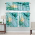 thumbnail image 5 of Abstract Marble Curtain Valances Set Navy Blue Gold Gradient Wave Texture Kitchen Curtains 36&nbsp;inch Length Rod Pocket Valance and Tiers 3 Piece Set Small Bedroom Bathroom Laundry Decor, 5 of 9