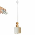 thumbnail image 1 of FSLiving H-Type Track Lighting Pendant Restaurant Retro Light 2.4GHz 3-Zone Remote Control Retro Buddhist Mood Linen Cone Wooden E26 Socket for Living Room Kitchen,Customizable - 1 Light, 1 of 7