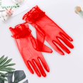 thumbnail image 3 of Ticikt Sheer Tulle Gloves, Ruffle Design, Women Gloves for Bridal Wedding Party Photo Props,Red, 3 of 4