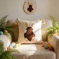 thumbnail image 4 of Deeceymbur 18x18 Inch Easter Pillowcase Embroidered Rabbits Design Soft Polyester Decorative Cover for Sofa Living Room Holiday Decor, 4 of 6