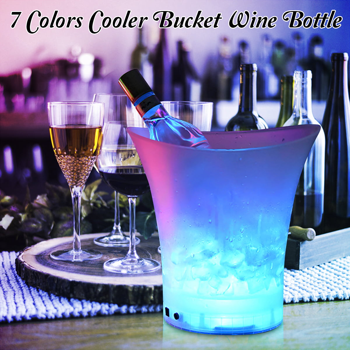 Colorful LED Light Ice Bucket Champagne Wine Drinks Beer Cooler Bar Party 5L 