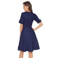 thumbnail image 4 of MintLimit Women's 1950s Vintage Wrap Deep V Neck Half Sleeve Retro Cocktail Swing Dress, 4 of 4