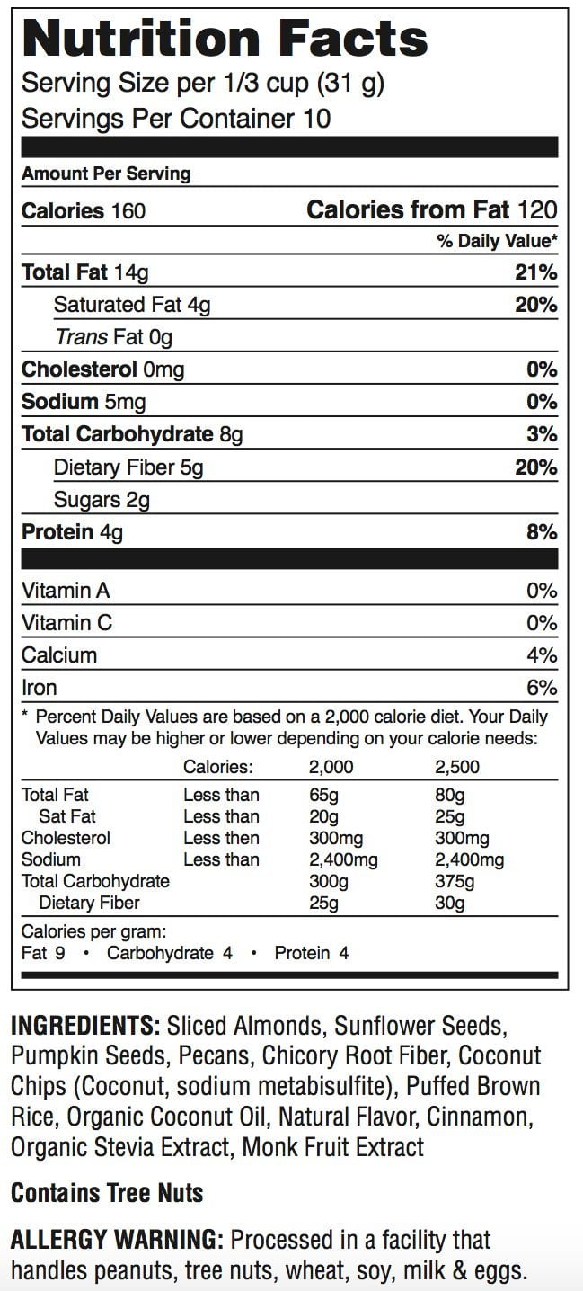 2 Pack Diabetic Kitchen Cinnamon Pecan Granola Cereal Keto Low Carb No Sugar Added Gluten Free Walmart Com Walmart Com