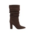 thumbnail image 3 of MARC FISHER Womens Brown Ruched Galley Pointy Toe Block Heel Heeled Boots 7.5 M, 3 of 4