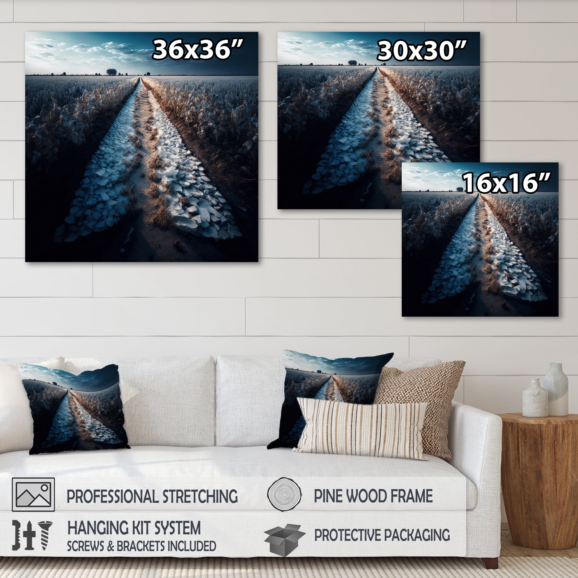 Designart Path In The Middle Of A Field II Canvas Wall Art
