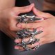 thumbnail image 5 of 5 piezas Punk Gothic Knuckle Full Finger Double Ring, Silver Armor Cool Rings Punk Rock Bisagra Anillo Anillos de evento para hombres y mujeres Disfraces de Halloween Cosplay Accesorios Joyas Regalos JAMW Sencillez, 5 of 5