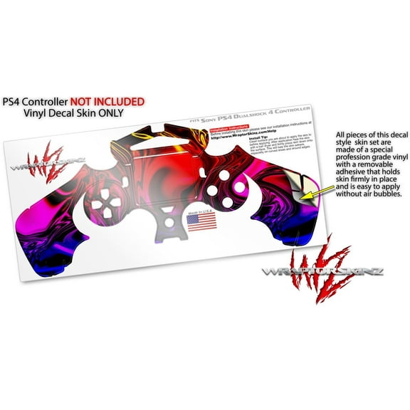 Skin for Sony PS4 Dualshock Controller PlayStation 4 Original Slim and Pro Liquid Metal Chrome Flame Hot (CONTROLLER NOT INCLUDED)