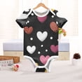 thumbnail image 6 of Multicolor Hearts with Dots Black Background Valentine Pure Cotton Bodysuit Short Sleeve Pajamas One-Piece Romper Unisex 2T, 6 of 6