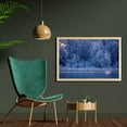 thumbnail image 2 of Winter Wall Art with Frame, Swans Swimming Lake Dusk Forest Dramatic Idyllic Nature Icy Snowy Weather Rural Scene, Printed Fabric Poster for Bathroom Living Room, 35" x 23", Blue, by Ambesonne, 2 of 2