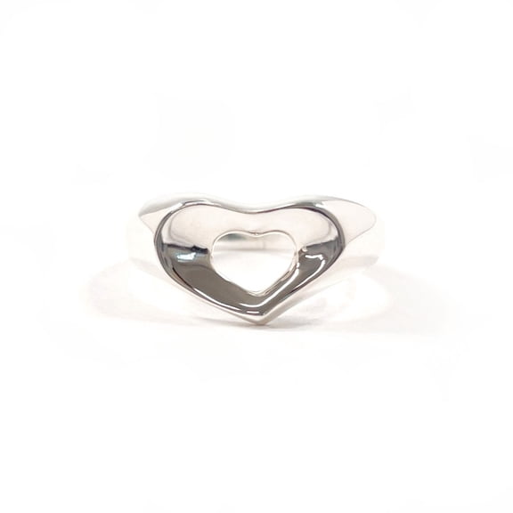 Pre-Owned TIFFANY&Co. Tiffany Open Heart Elsa Peretti Ring, Sterling Silver 925, 10.5cm, Women's