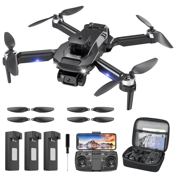 AUOSHI Drones with Camera for Adults 4K, FPV RC Quadcopter for Kids Beginners with 3 Batteries, Foldable, Brushless Motor, 3D Flips,One Key Take off/Land, Black