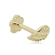 AVORA 14K Yellow Gold Angel Wing Cartilage Piercing Flat Back Earring Body Jewelry (18 Gauge)
