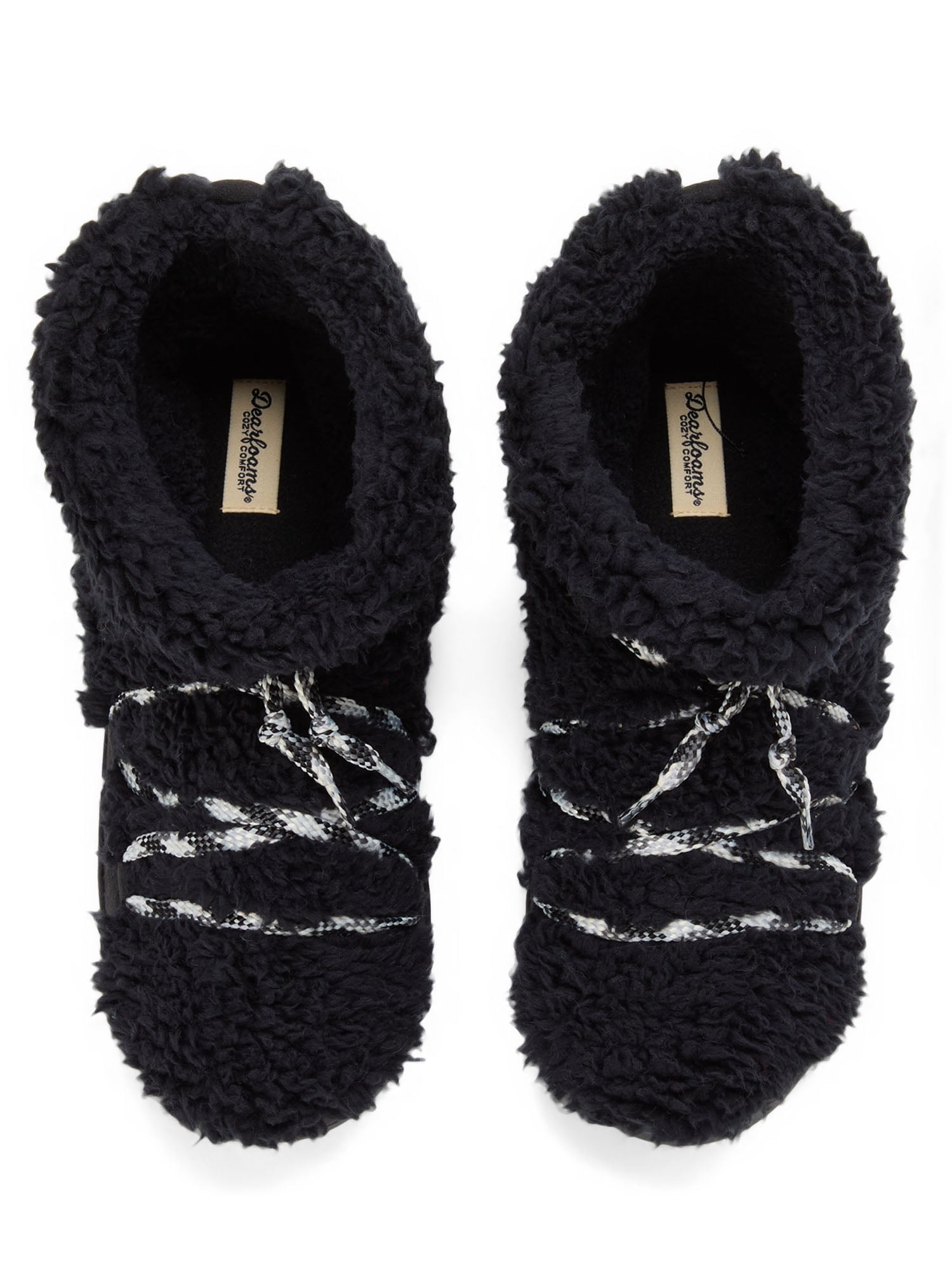 Dearfoams Cozy Comfort Women's Lace Up Teddy Slipper Booties