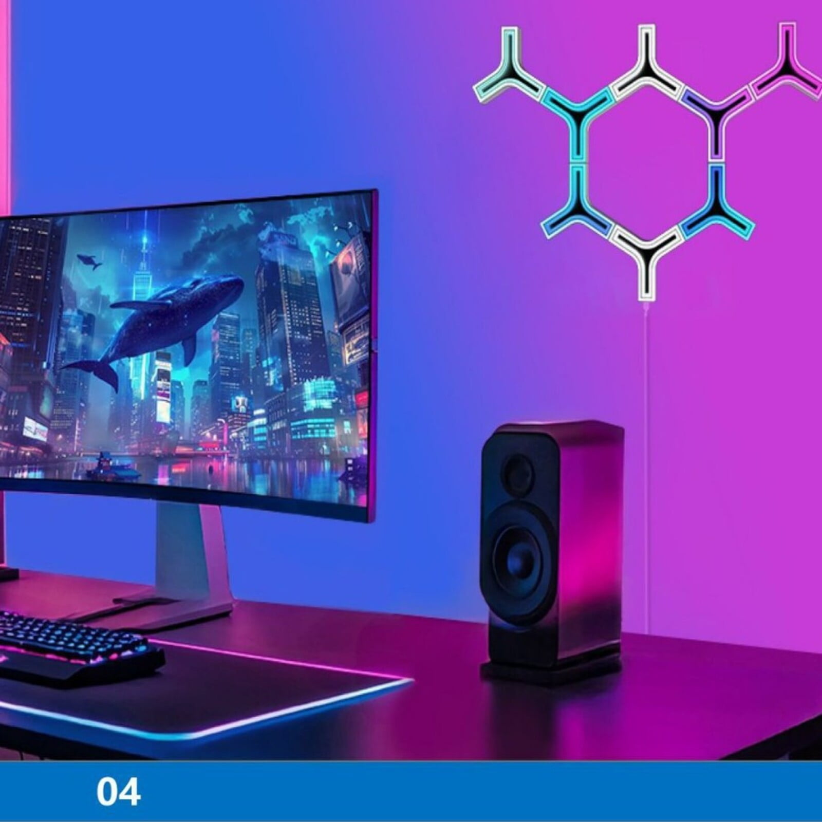 Smart WiFi Wall Lights, RGB Light Bars with Music Sync & Voice Control - 16M+ Color Changing - Lighting Modular Panel Lights for Bedroom Gaming Room Home Decor Easter Valentines Day Decorations A