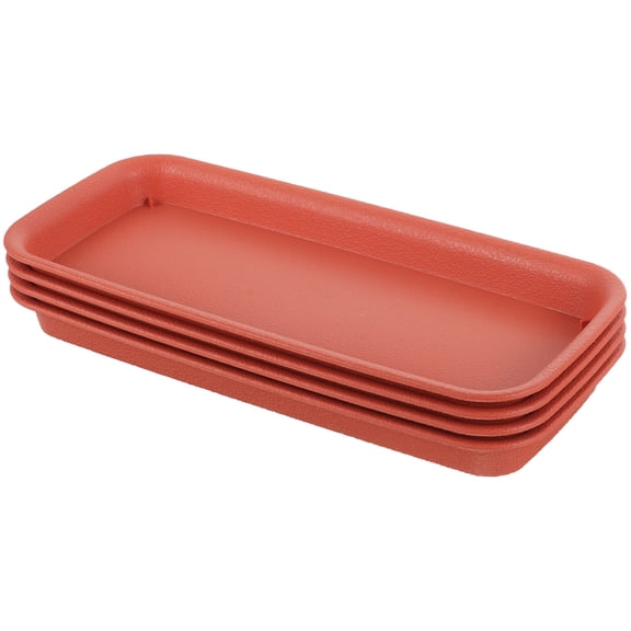 HERFIER 4Pcs Rectangular Plant Saucers Plastic Plant Saucers Planter Drip Tray Flower Pot Saucers 11.99x5.31x0.98in
