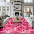 thumbnail image 3 of Large Area Rugs for Living Room Bedroom, Valentine's Day 5'x8' Rug Washable Carpet Runner Indoor Outdoor, Pink Roses Floral Butterfly Romance Non Slip Floor Mats Rug for Kitchen, Bathroom, 3 of 8