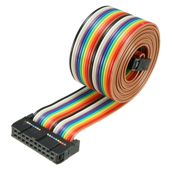 IDC 20P Wire Flat Rainbow Ribbon Cable 118cm 2.54mm Pitch 1pcs