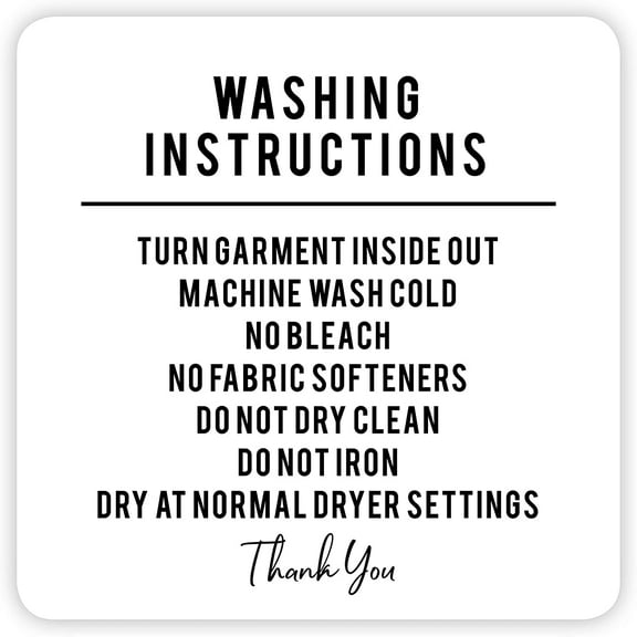 Koyal Wholesale Square Small Business Labels, Washing Instructions, Set of 120
