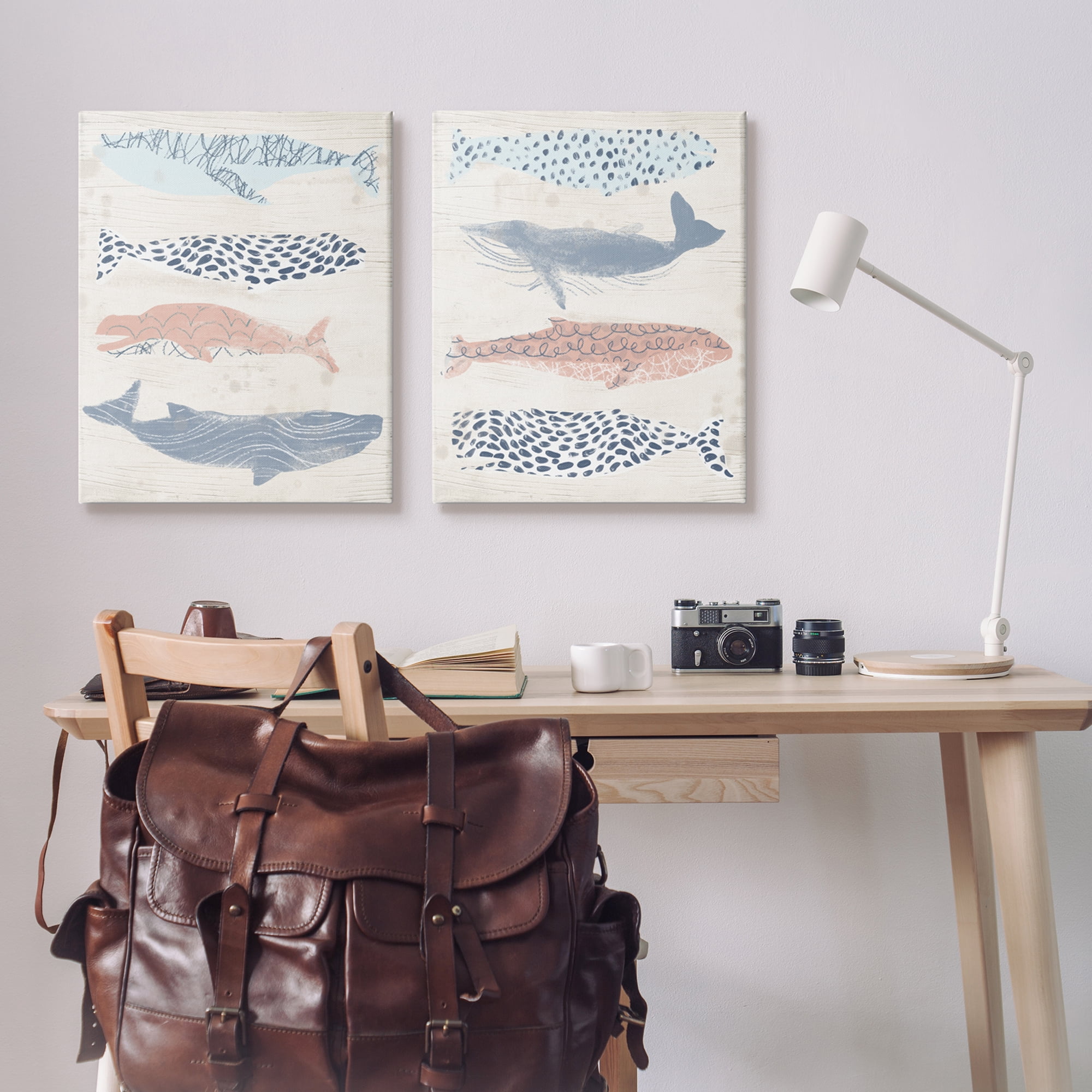 Stupell Industries Rustic Patterned Sea Life Animals & Insects Painting Gallery Wrapped Canvas Art Print Wall Art, 24 x 30, Set of 2