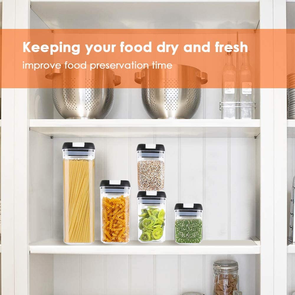 Suproot Kitchen Food Storage Pantry Organization Containers - Set of 5, BPA Free Plastic Airtight Kitchen Organization and Storage- Includes Labels and Marker - 2