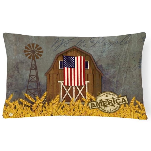 Patriotic Barn Land of America Canvas Fabric Decorative Pillow