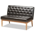 thumbnail image 4 of Baxton Studio Riordan Mid-Century Modern Dark Brown Faux Leather Upholstered and Walnut Brown Finished Wood 3-Piece Dining Nook Set, 4 of 10