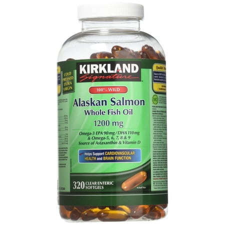 Kirkland Signature 100% Wild Alaskan Salmon Whole Fish Oil  320 Softgels  {Imported from Canada}