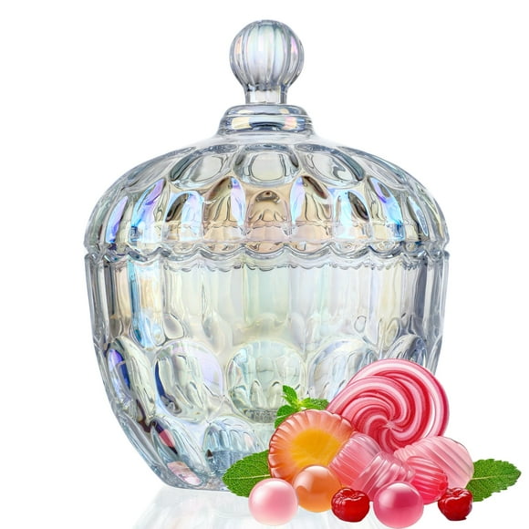 Plato de cristal para caramelos Kanpura de 1000 ml con tapa, cuenco de cristal para caramelos
