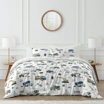 Sweet Jojo Designs Construction Truck Green Blue and Grey Full/Queen Bed Comforter 3 Piece Bedding Set - 3 Piece