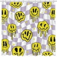 thumbnail image 2 of Retro Checkered Shower Curtain Retro Hippie Shower Curtain 60s 70s Purple Vintage Shower Curtain Funny Smile Face Shower Curtains for Bathroom Decor Washable Durable Fabric 72x72 in, 2 of 6