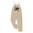 thumbnail image 5 of LIIPEE Girls Romper Casual Summer Sleeveless V Neck Loose Fit Letter Printed Jumpsuit With Pockets Teens Juniors Comfortable Soft Bodysuit Lightweight Breathable Cute Daily Onesie,Khaki,9-10 Years, 5 of 5