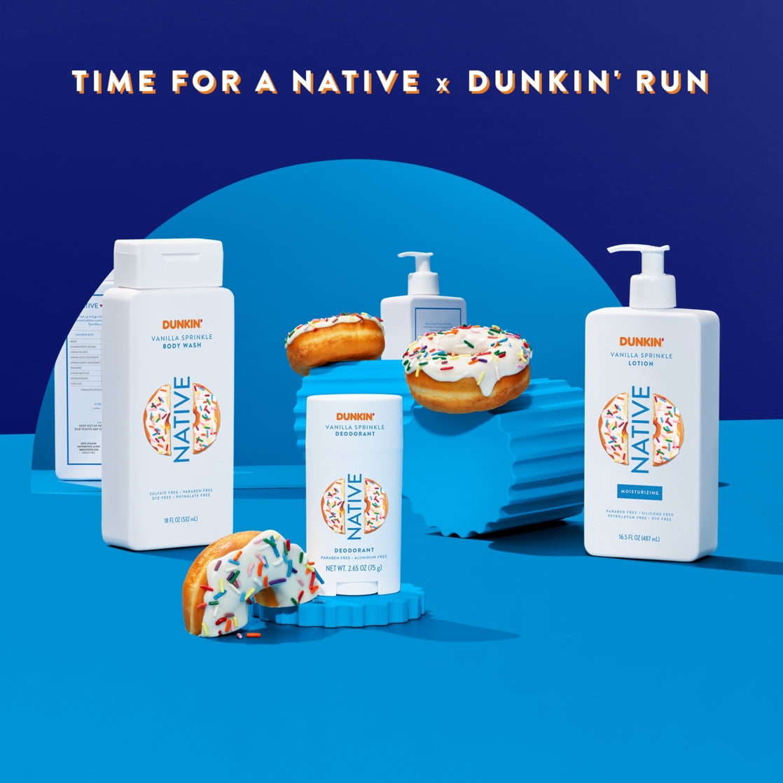 Native Dunkin' Body Wash for Women and Men, Vanilla Sprinkle, 18 oz