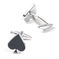 thumbnail image 3 of Gemelos con forma de corazón Ace of Spades para hombre, esmaltados en negro, 3 of 3