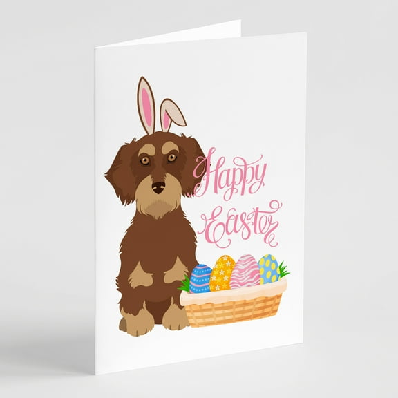 Wirehair Red and Tan Dachshund Easter Greeting Cards and Envelopes Pack of 8 7 in x 5 in