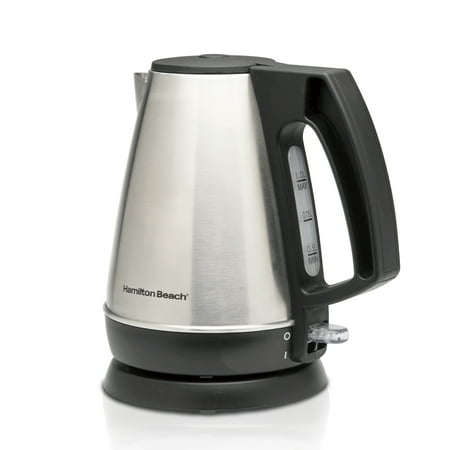 Hamilton Beach Electric Kettle  1 Liter Capacity  Stainless Steel and Black  Model 40901
