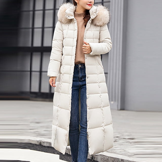 Drppepioner Women Coats Plus Szie Women'S Extended Length Cotton Coat Women'S Extended Length Over-the-Knee Loose Cold-Proof Warm Thickened Hooded Cotton Coat