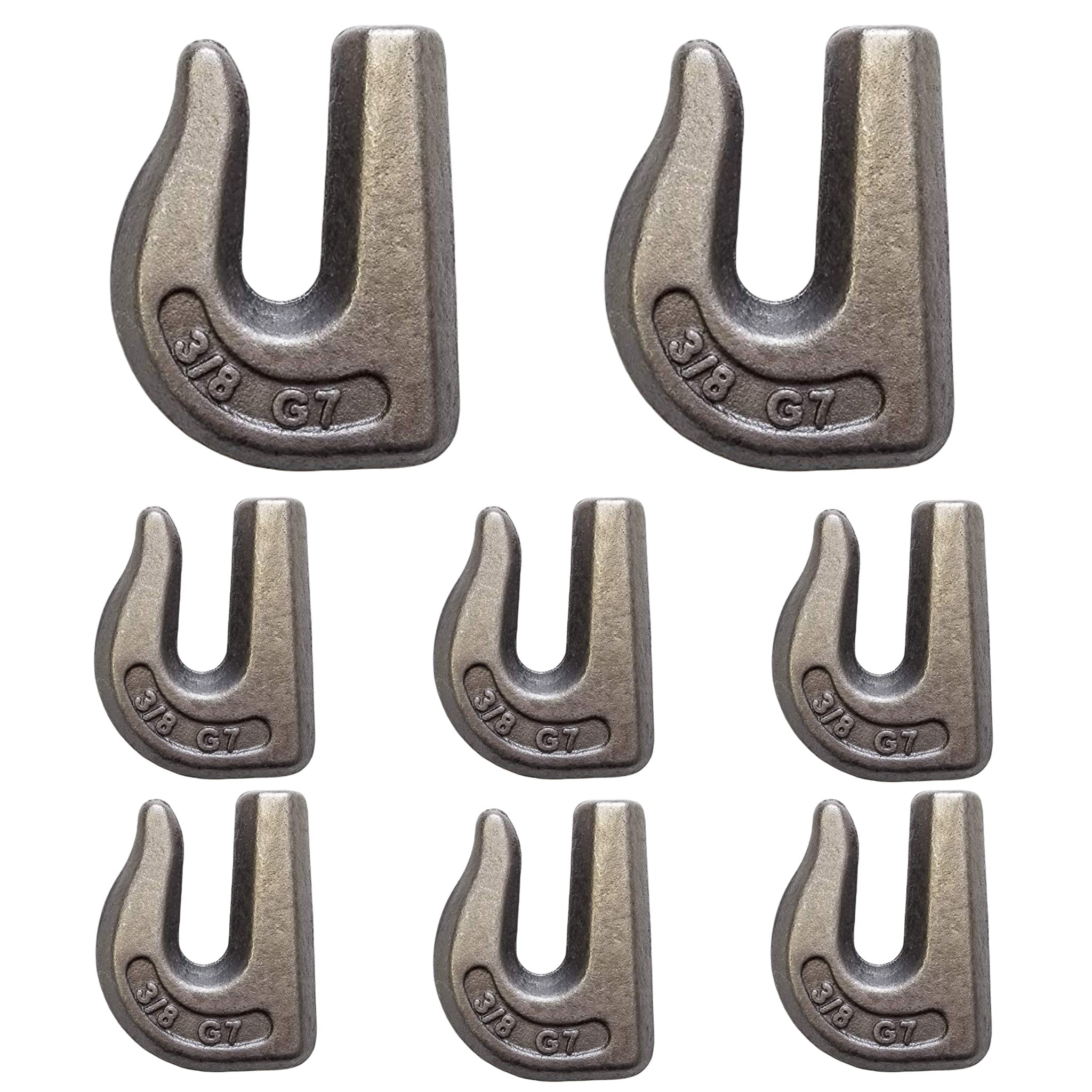 GRIPON (Pack of 8) 3/8" WeldOn Clevis Grab Chain Hooks Grade 70